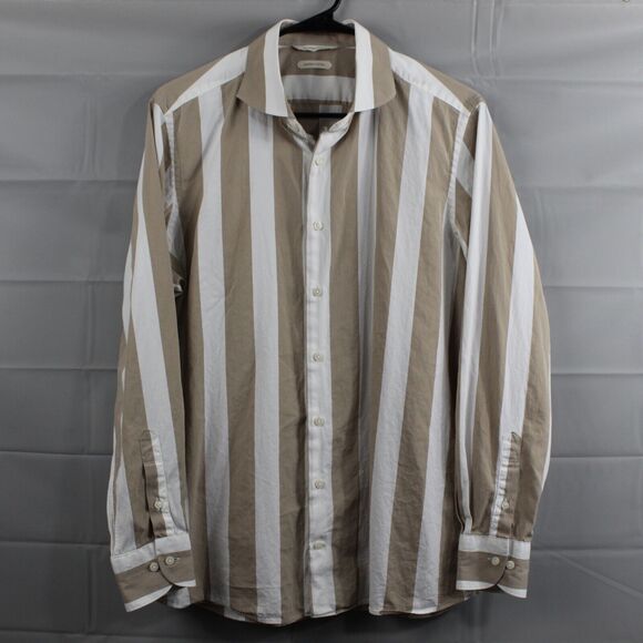 Suitsupply Beige and White Striped Dress Shirt - Picture 1 of 10